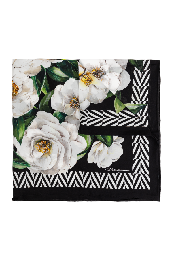 【DOLCE & GABBANA】SILK FLORAL SCARF DOLCE GABBANA 100% Silk Twill Renaissance Floral Handroll